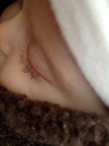 My view of Lyra while hiking with her in the baby carrier on my chest. December 6, 2012