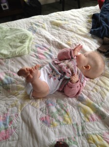 Lyra today. Her feet love each other and she is most happy without socks